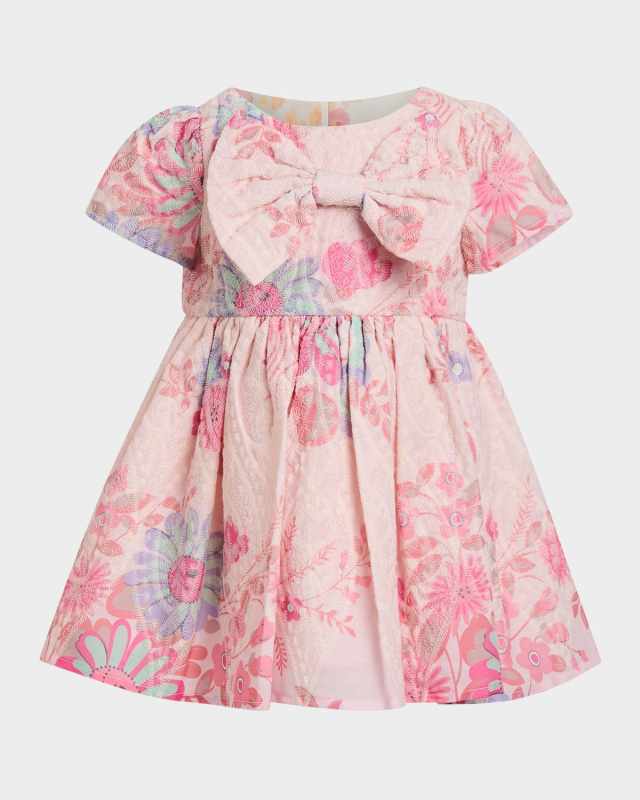 Girl's Alice Floral-Print Bow Dress, Size 6M-3